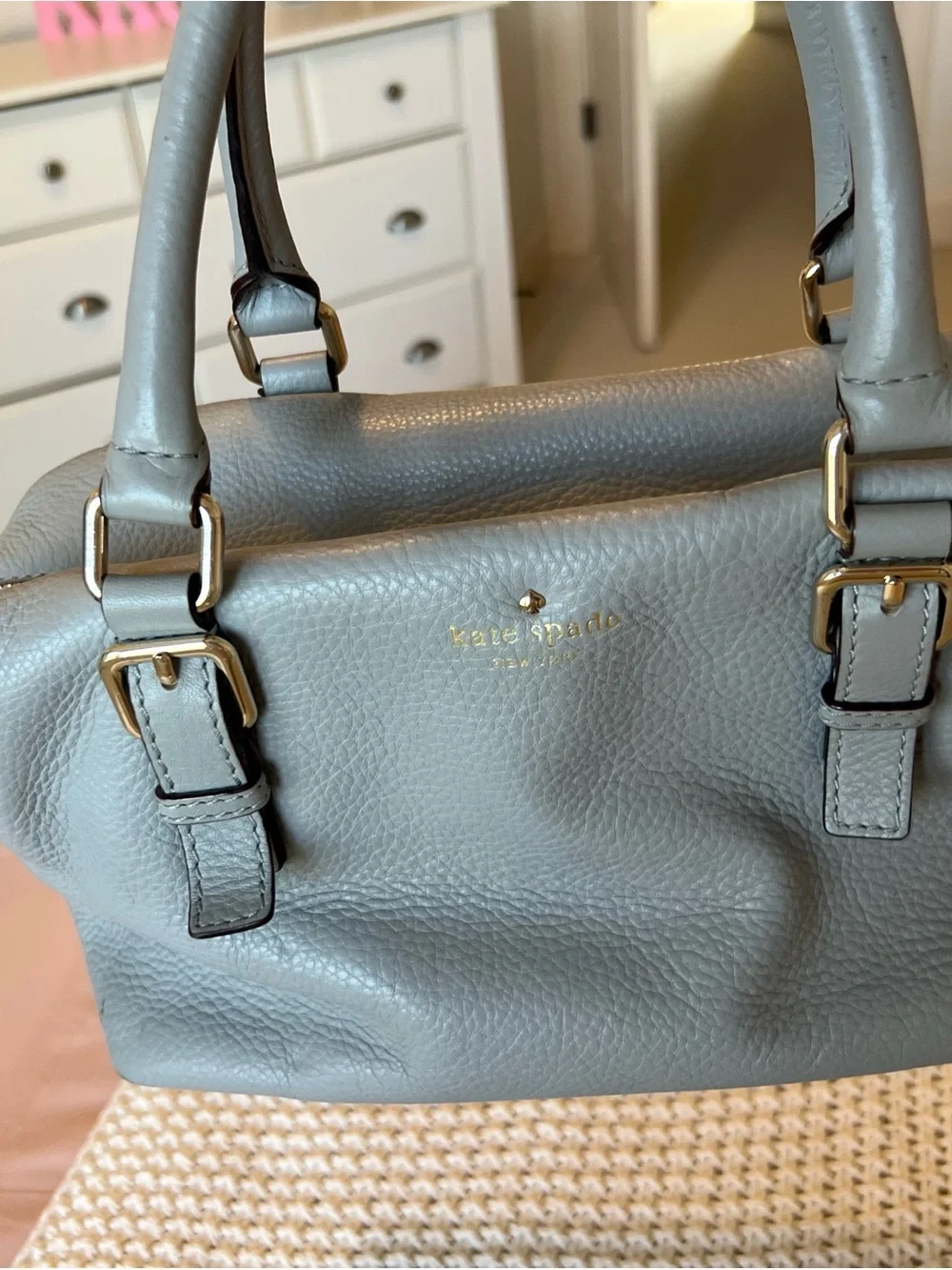 kate spade Pebbled Leather Dome Satchel - Light Gray